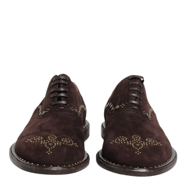 Dolce & Gabbana Brown Velvet Lace Up Oxford Dress Shoes