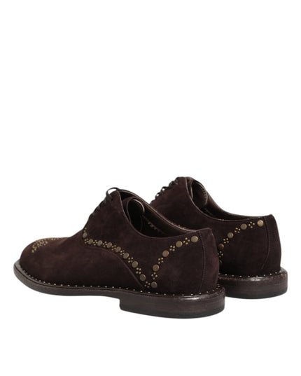 Dolce & Gabbana Brown Velvet Lace Up Oxford Dress Shoes