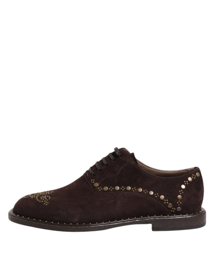 Dolce & Gabbana Brown Velvet Lace Up Oxford Dress Shoes