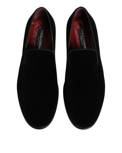 Dolce & Gabbana Black Velvet Loafers Formal Men Dress Shoes