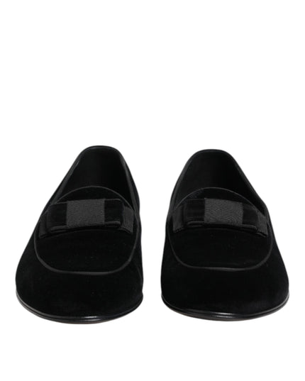 Dolce & Gabbana Black Velvet Loafers Formal Men Dress Shoes