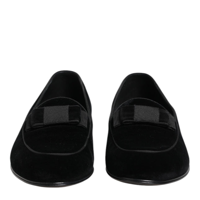 Dolce & Gabbana Black Velvet Loafers Formal Men Dress Shoes