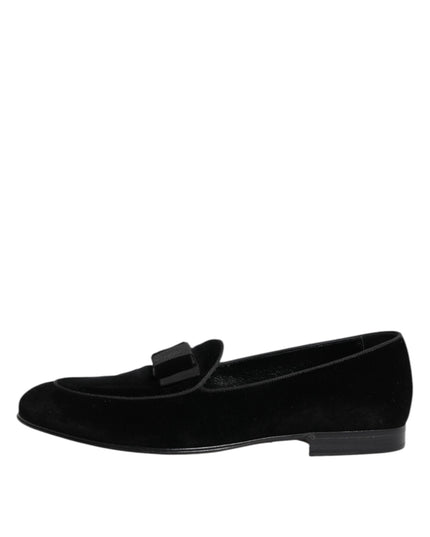 Dolce & Gabbana Black Velvet Loafers Formal Men Dress Shoes
