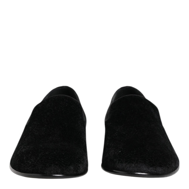 Dolce & Gabbana Black Jacquard Loafers Formal Men Dress Shoes