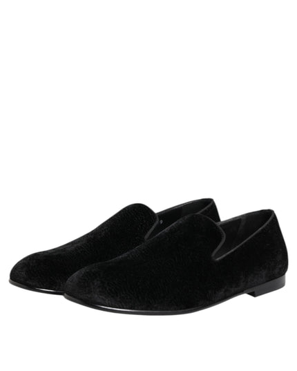 Dolce & Gabbana Black Jacquard Loafers Formal Men Dress Shoes