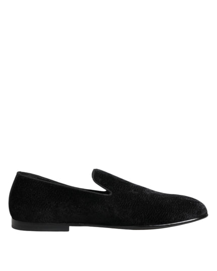 Dolce & Gabbana Black Jacquard Loafers Formal Men Dress Shoes
