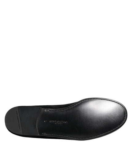 Dolce & Gabbana Black Jacquard Loafers Formal Men Dress Shoes