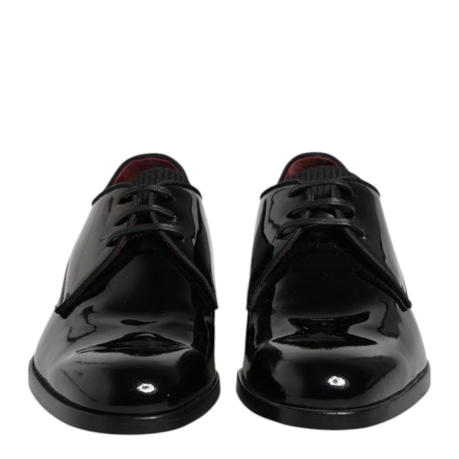 Dolce & Gabbana Black Leather Lace Up Men Derby Formal Shoes
