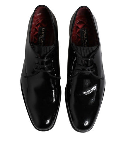 Dolce & Gabbana Black Leather Lace Up Men Derby Formal Shoes
