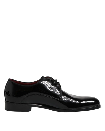 Dolce & Gabbana Black Leather Lace Up Men Derby Formal Shoes