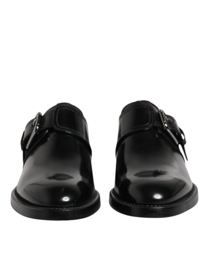 Dolce & Gabbana Black Leather Monk Strap Derby Formal Shoes