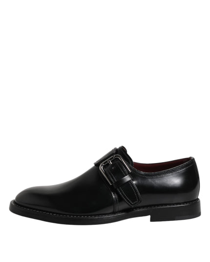 Dolce & Gabbana Black Leather Monk Strap Derby Formal Shoes