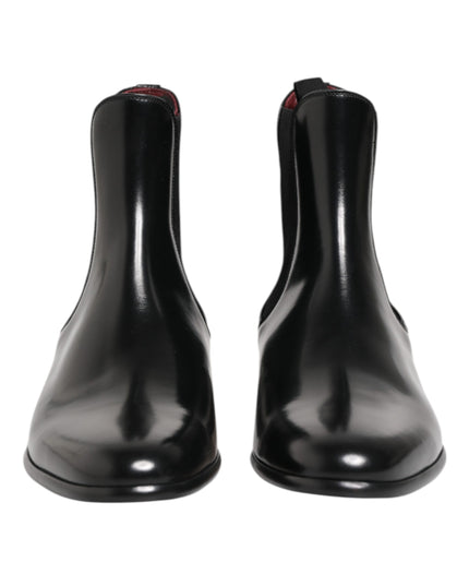 Dolce & Gabbana Black Chelsea Slip On Mid Calf Boots Shoes