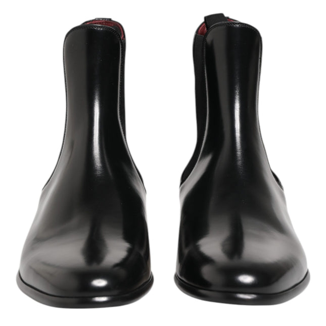 Dolce & Gabbana Black Chelsea Slip On Mid Calf Boots Shoes