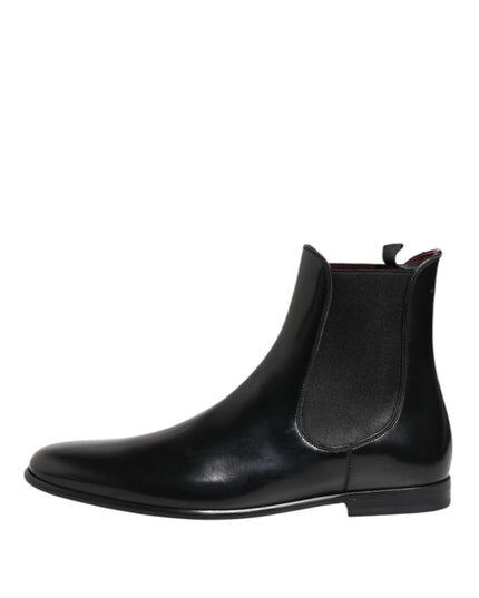 Dolce & Gabbana Black Chelsea Slip On Mid Calf Boots Shoes