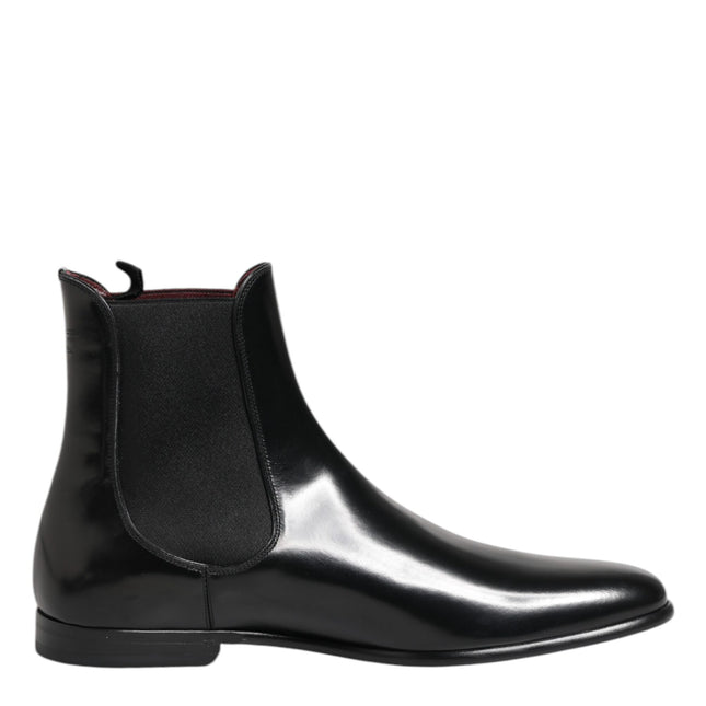 Dolce & Gabbana Black Chelsea Slip On Mid Calf Boots Shoes