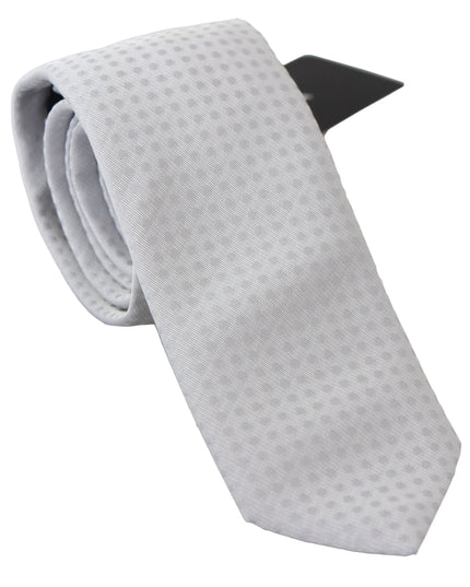 Dolce & Gabbana White Patterned Classic Mens Slim Necktie Tie