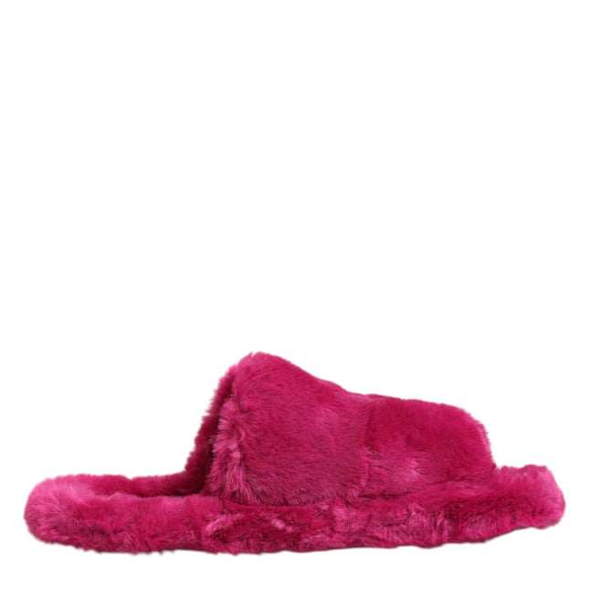 Dolce & Gabbana Pink Acrylic Faux Fur Mens Flats Sandals Shoes