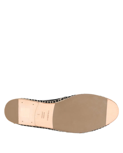 Dolce & Gabbana Black Cross Crystal Slip On Espadrille Shoes