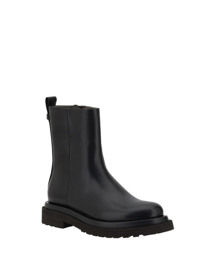 Brunello Cucinelli Black Calf Leather Bos Taurus Ankle Boots