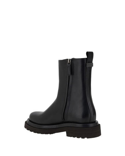 Brunello Cucinelli Black Calf Leather Bos Taurus Ankle Boots