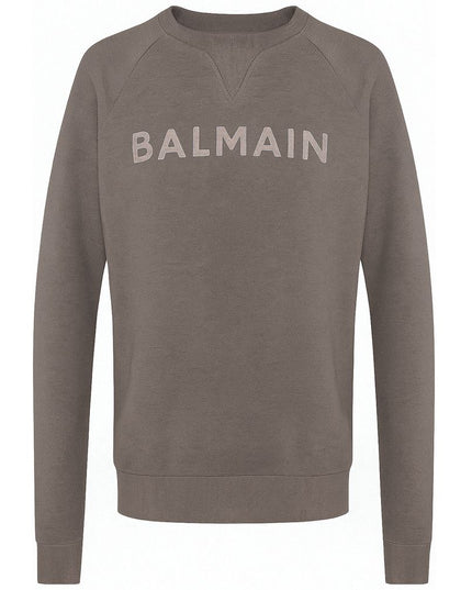 Balmain Gray Cotton Men Sweater