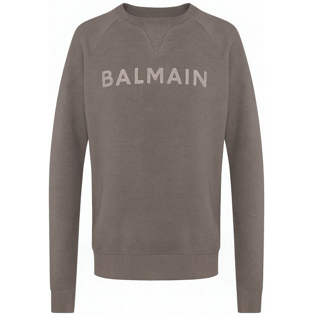 Balmain Gray Cotton Men Sweater