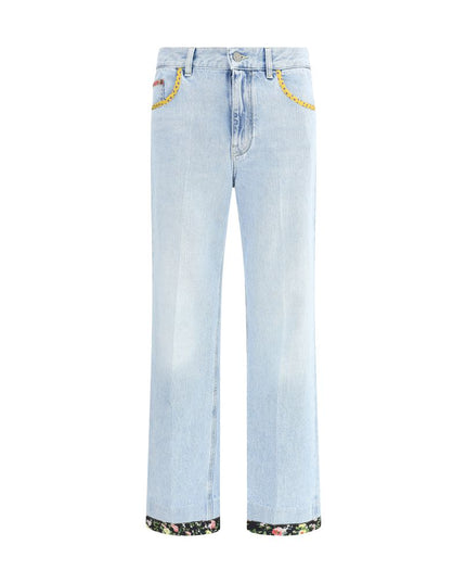 Valentino Light Blue Cotton Straight-Leg Jeans