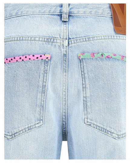Valentino Light Blue Cotton Straight-Leg Jeans