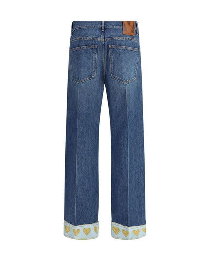 Valentino Blue Cotton Straight-Leg Jeans