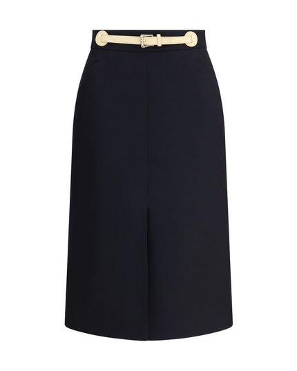 Valentino Black Fleece Wool Midi Skirt