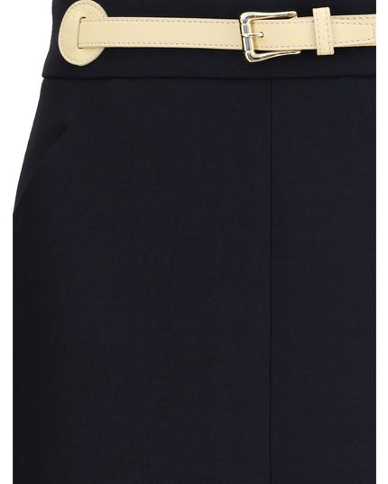 Valentino Black Fleece Wool Midi Skirt