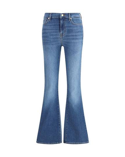 7FOR Blue Cotton Flared Jeans