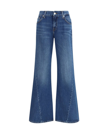 7FOR Blue Cotton Flared Jeans