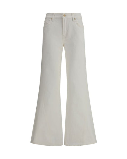 7FOR Cream Cotton Flared Jeans