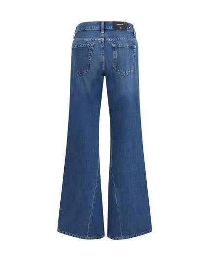 7FOR Blue Cotton Flared Jeans