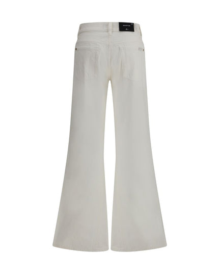 7FOR Cream Cotton Flared Jeans