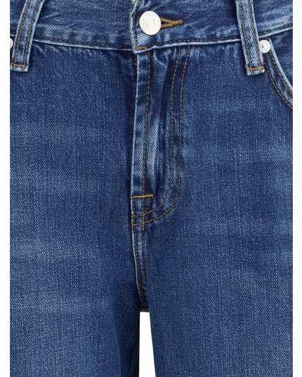 7FOR Blue Cotton Flared Jeans