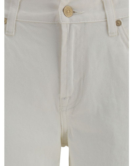 7FOR Cream Cotton Flared Jeans