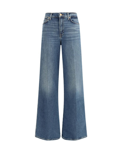7FOR Blue Cotton Flared Jeans