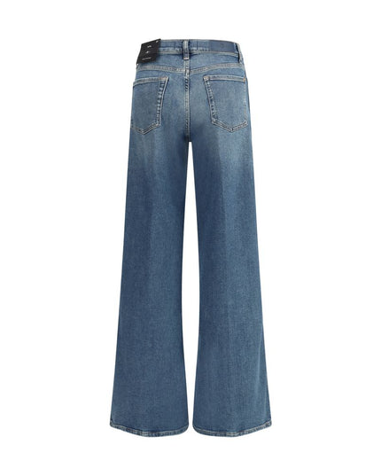 7FOR Blue Cotton Flared Jeans