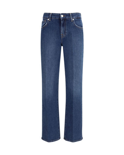 7FOR Blue Cotton Straight-Leg Jeans
