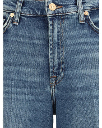 7FOR Blue Cotton Flared Jeans