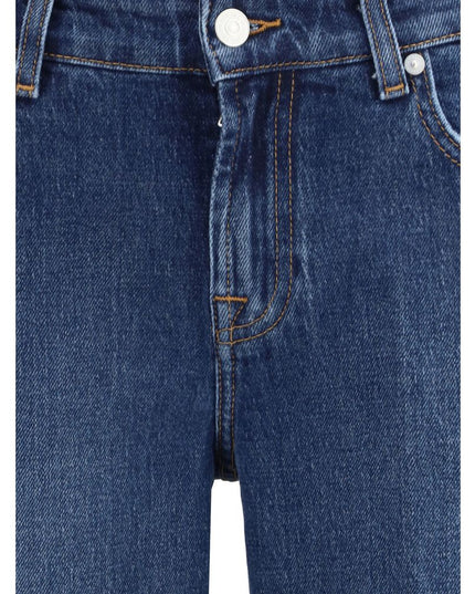 7FOR Blue Cotton Straight-Leg Jeans