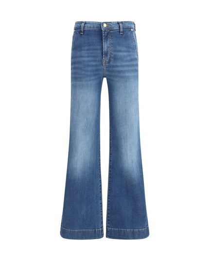 7FOR Blue Cotton Flared Jeans