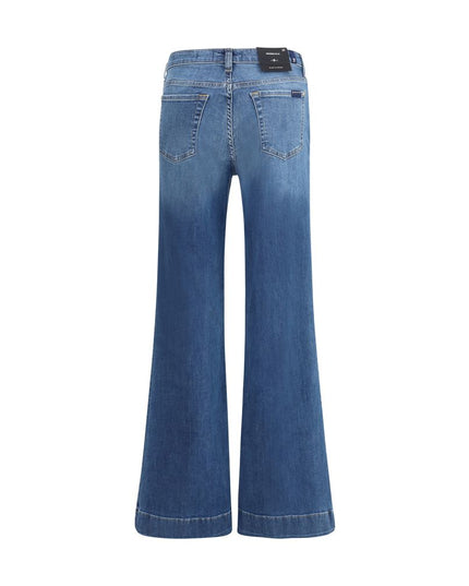 7FOR Blue Cotton Flared Jeans