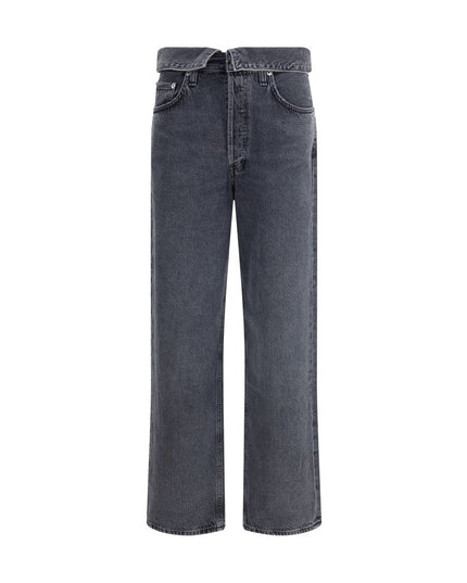 Agolde Black Cotton Tapered Jeans