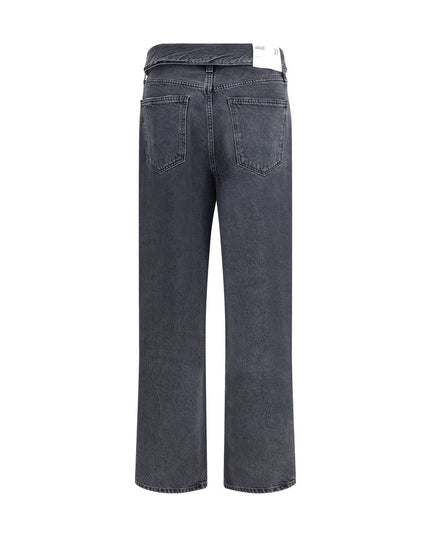 Agolde Black Cotton Tapered Jeans