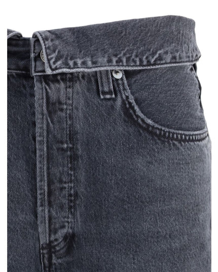 Agolde Black Cotton Tapered Jeans