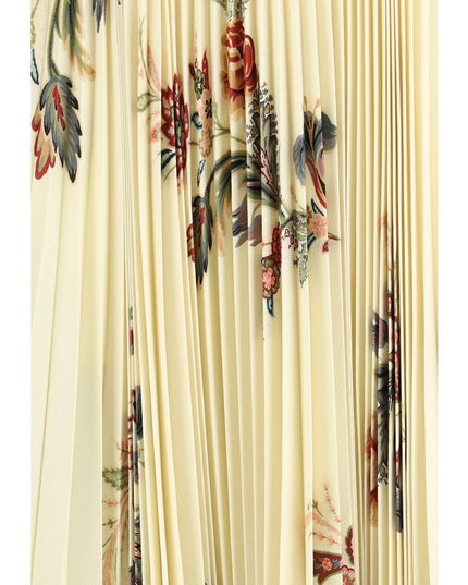 Etro Yellow Polyester Midi Skirt